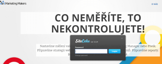 Sitecake CMS přihlášení